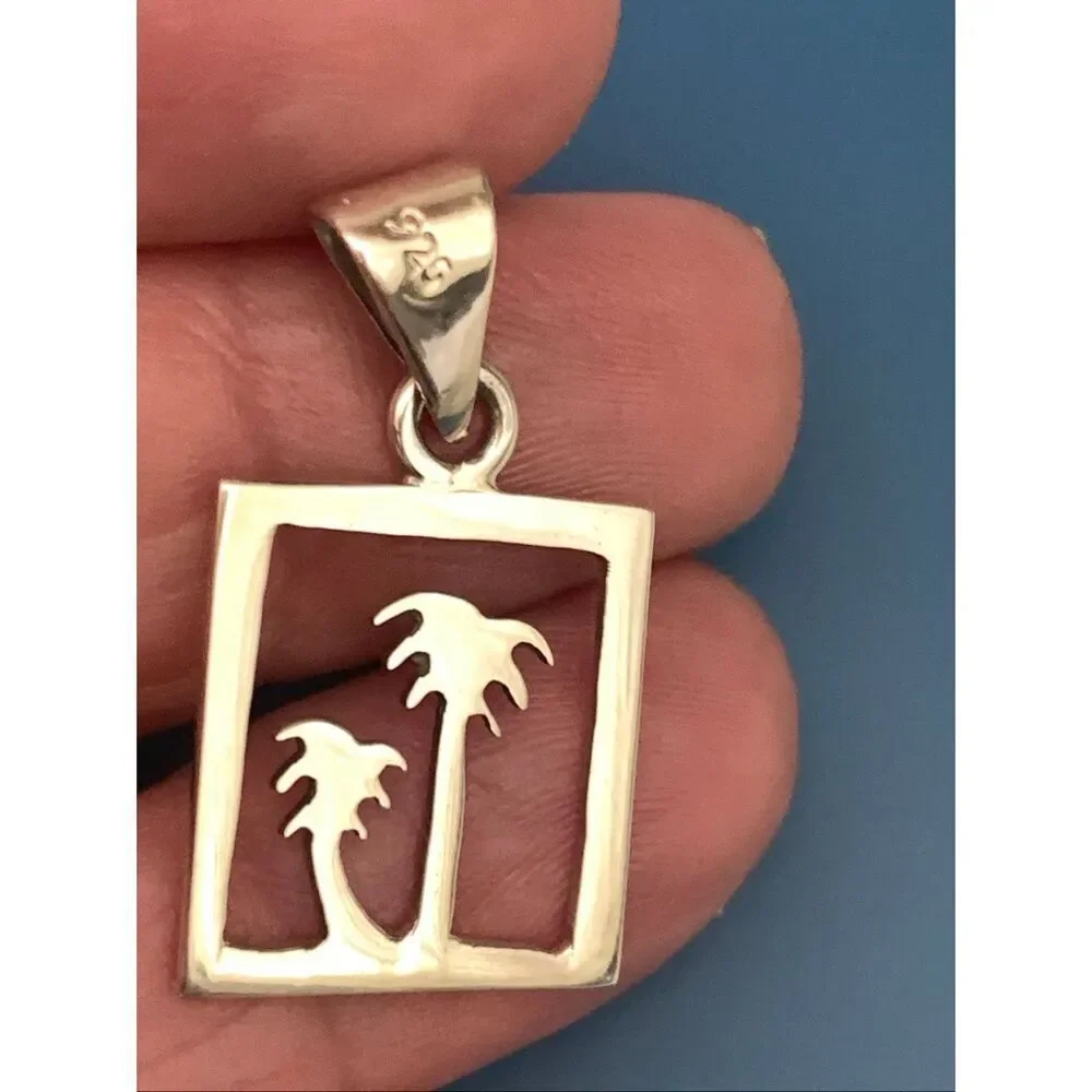 .925 Palm Trees Sterling Silver Pendant #florida #palm trees #beach #coastal